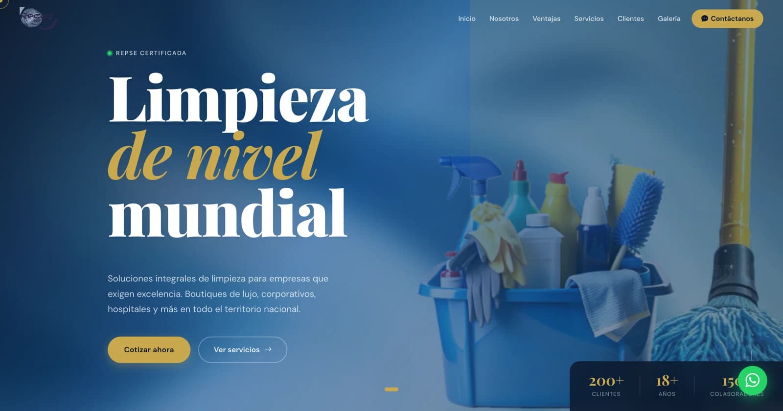Vista del sitio web de RECAD, servicio de limpieza para empresas